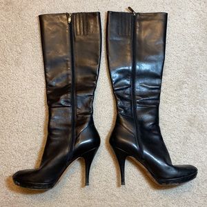 Via Spiga Black high heel platform boots